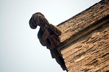 Carving on the north-west corner of the tower May 2012
